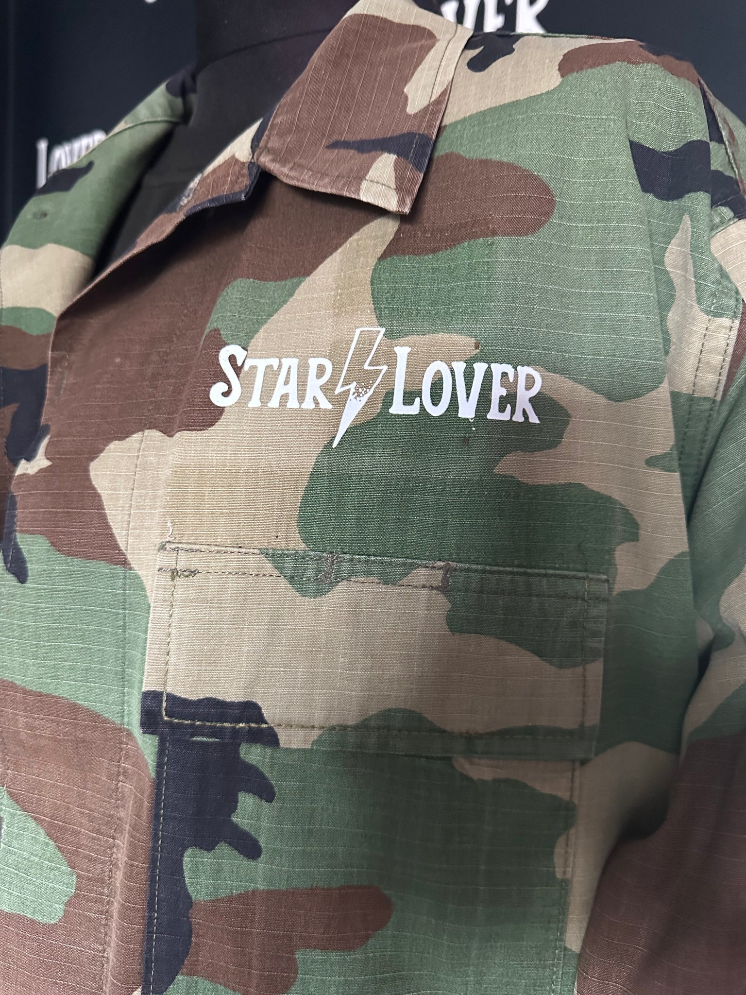 Vintage Camo Let Love Rule Shirt Jacket