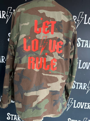 Vintage Camo Let Love Rule Shirt Jacket