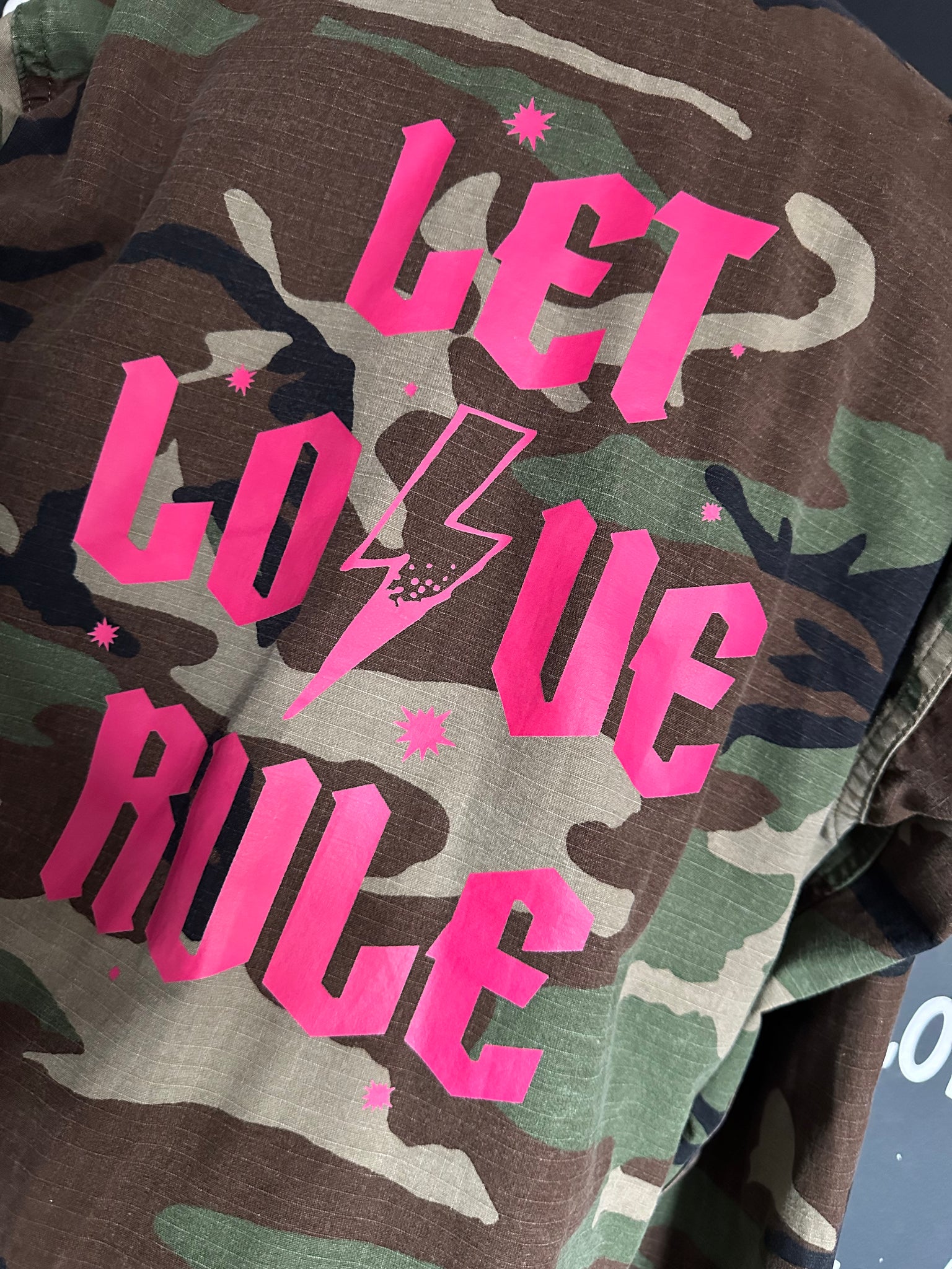 Vintage Camo Let Love Rule Shirt Jacket