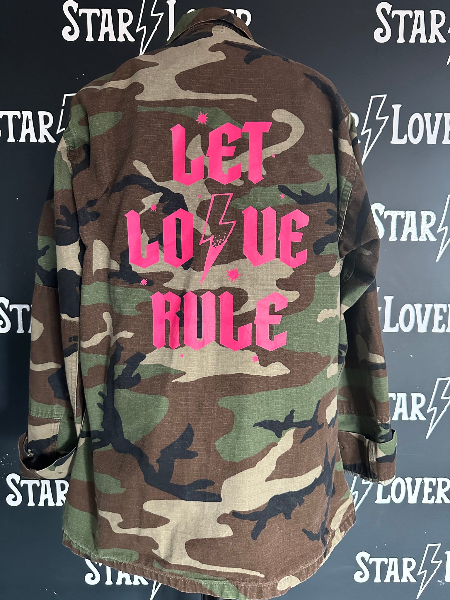 Vintage Camo Let Love Rule Shirt Jacket