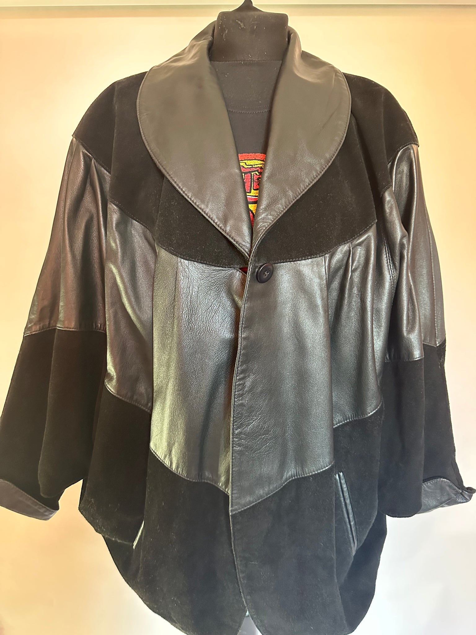Vintage suede/leather batwing coat
