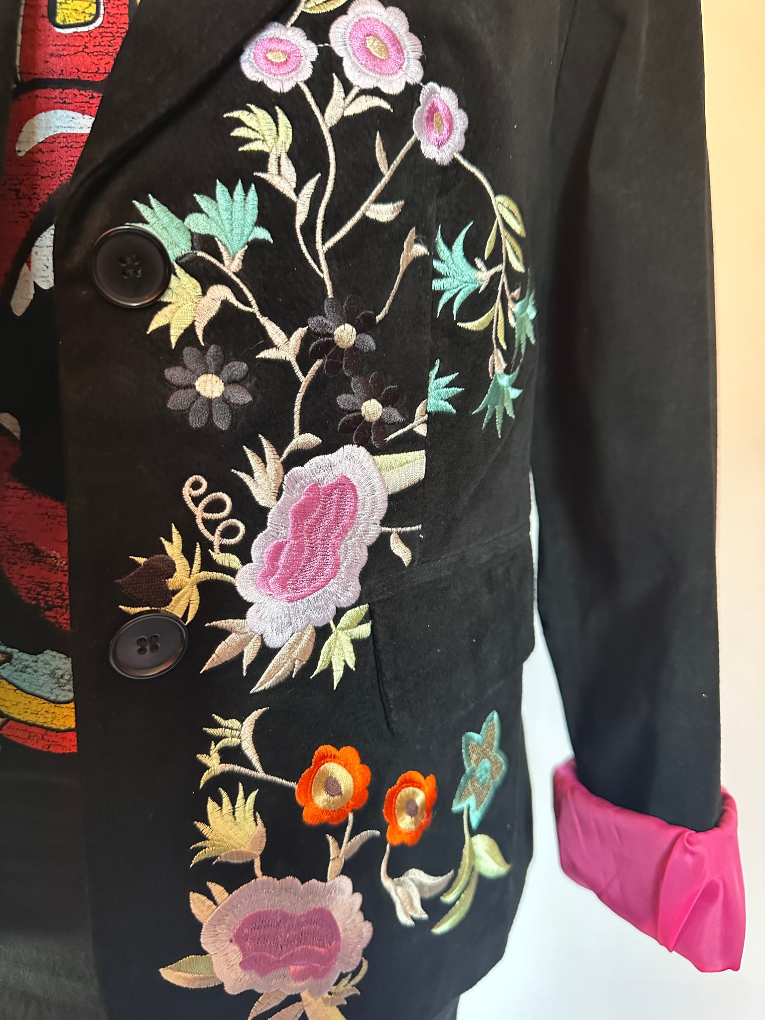 Embroidered vintage suede jacket