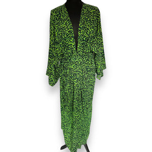 Green leopard print duster jacket.