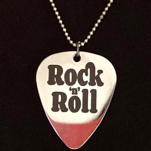 Rock 'n' Roll Guitar pick necklace.
