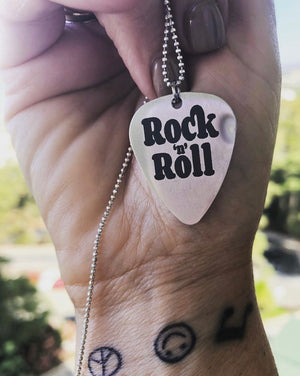 Rock 'n' Roll Guitar pick necklace.