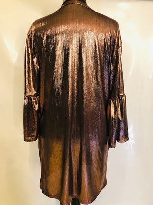 Metallic Eva bell sleeved cover up - with matching skinny scarf/belt