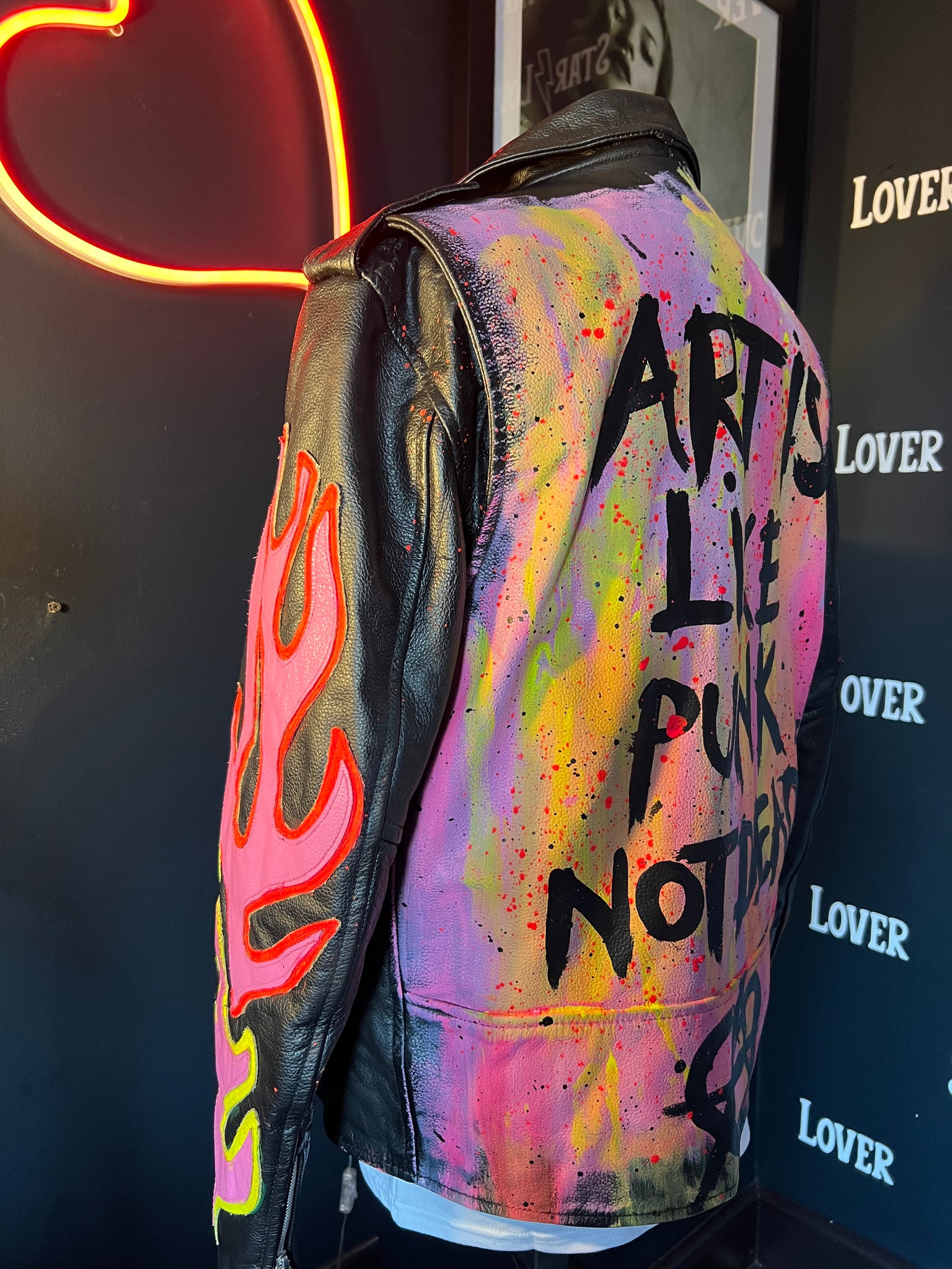 Punk leather 2025 jacket painted